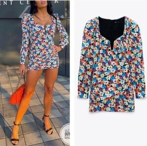 Zara  Dress Floral Mini Dress Size Small Bloggers Favorite